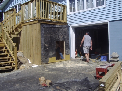 In place under the steps