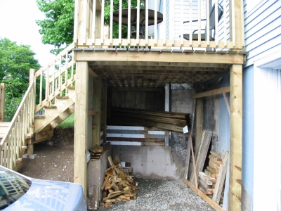 View of huge space under deck.
